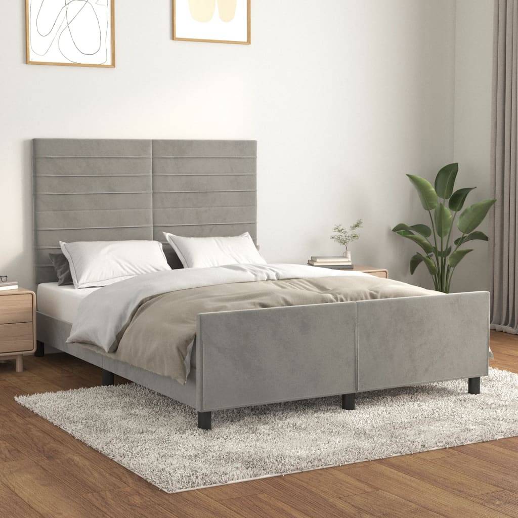 vidaXL Bettgestell ohne Matratze Hellgrau 140x190 cm Samt