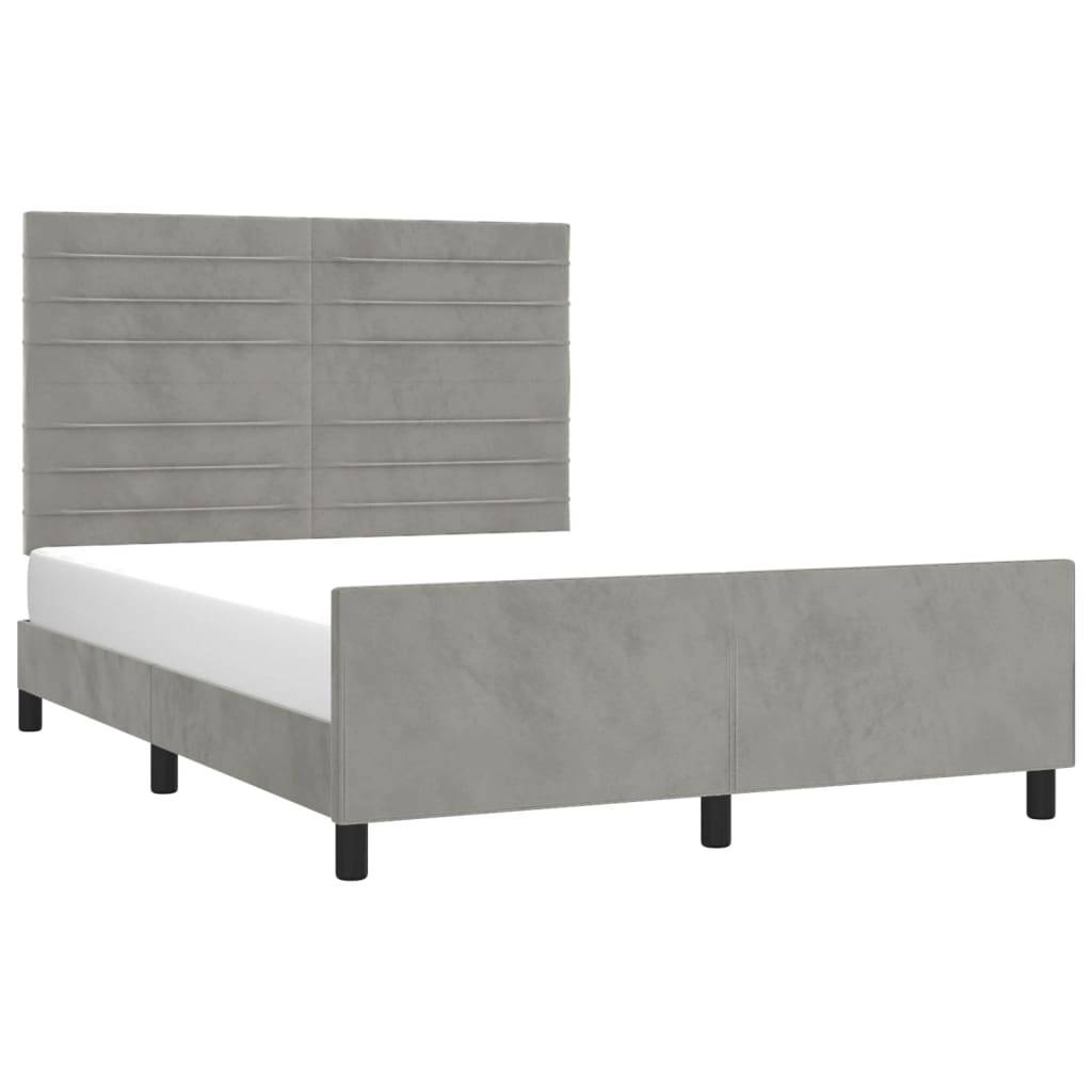 vidaXL Bettgestell ohne Matratze Hellgrau 140x200 cm Samt