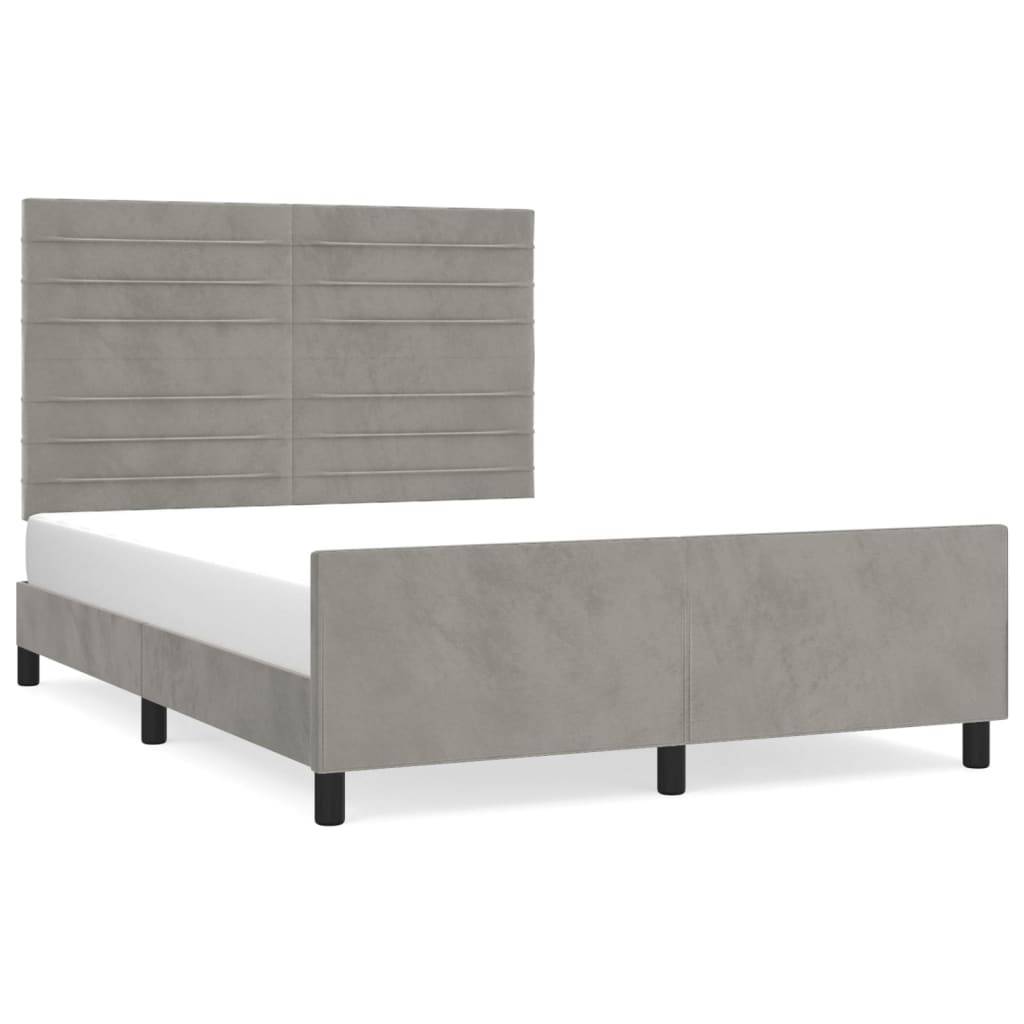 vidaXL Bettgestell ohne Matratze Hellgrau 140x190 cm Samt