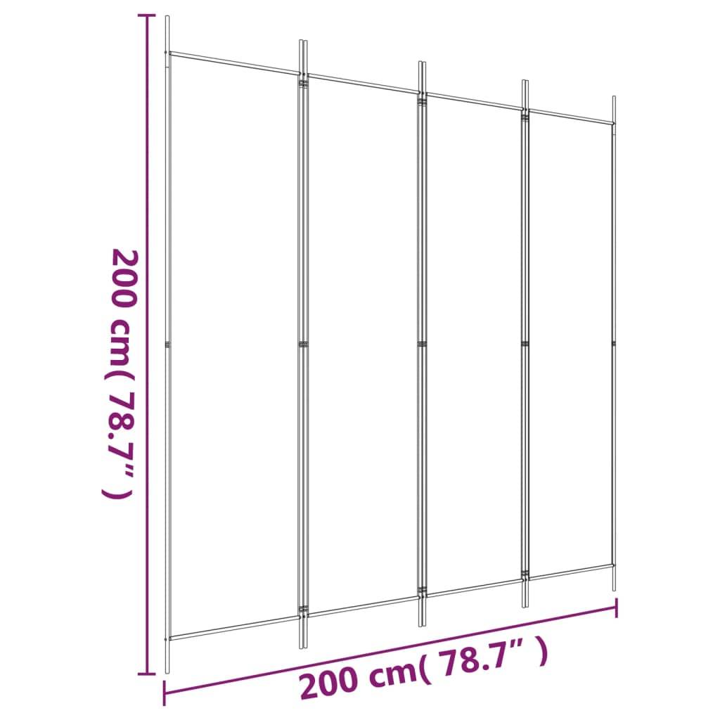 vidaXL 4-tlg. Paravent Braun 200x200 cm Stoff