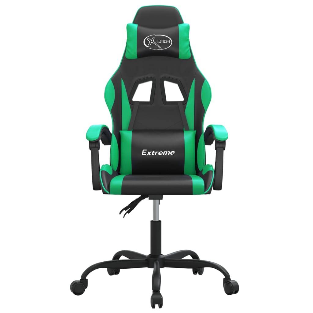 vidaXL Gaming-Stuhl Drehbar Schwarz und Grün Kunstleder