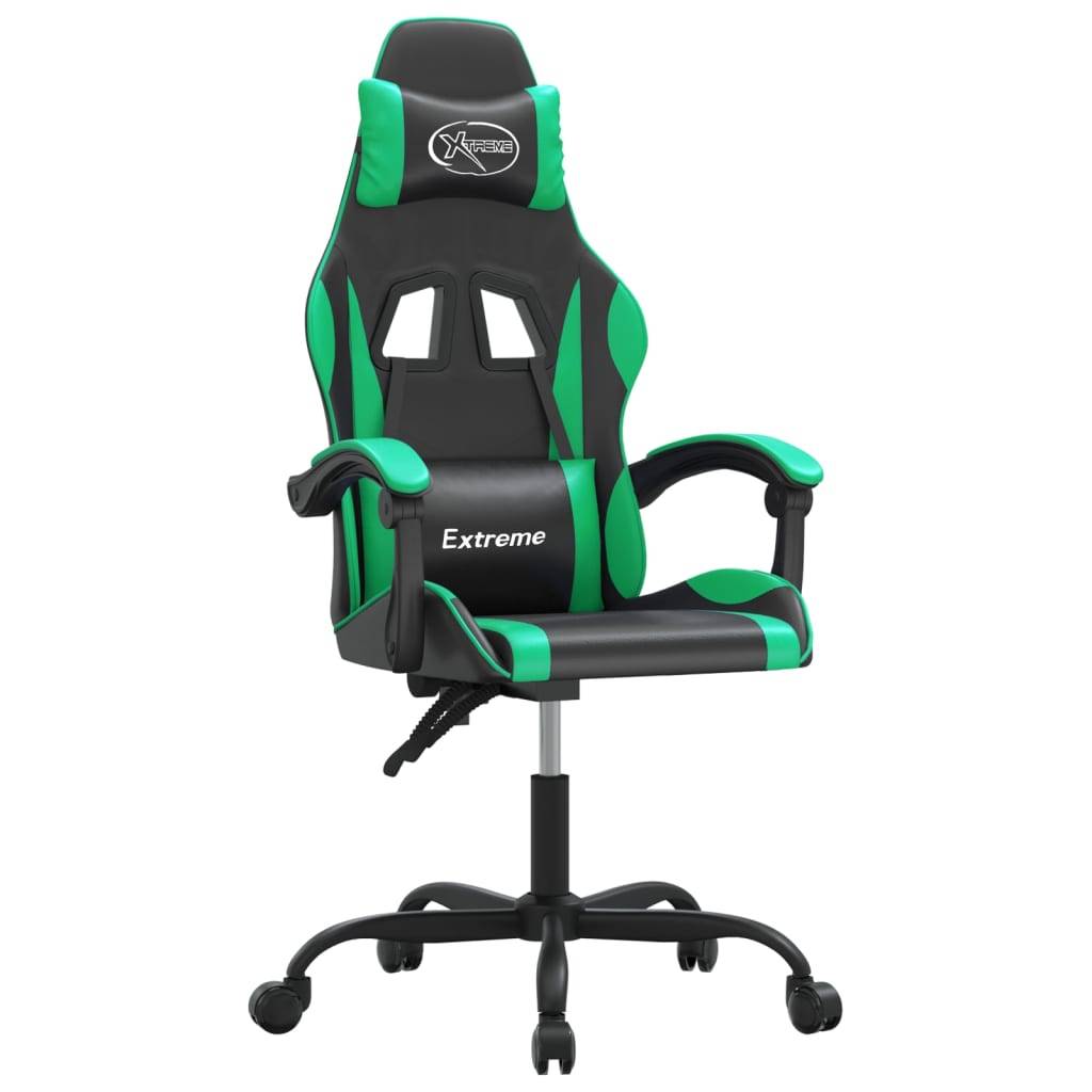 vidaXL Gaming-Stuhl Drehbar Schwarz und Grün Kunstleder