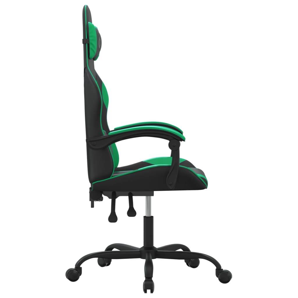 vidaXL Gaming-Stuhl Drehbar Schwarz und Grün Kunstleder