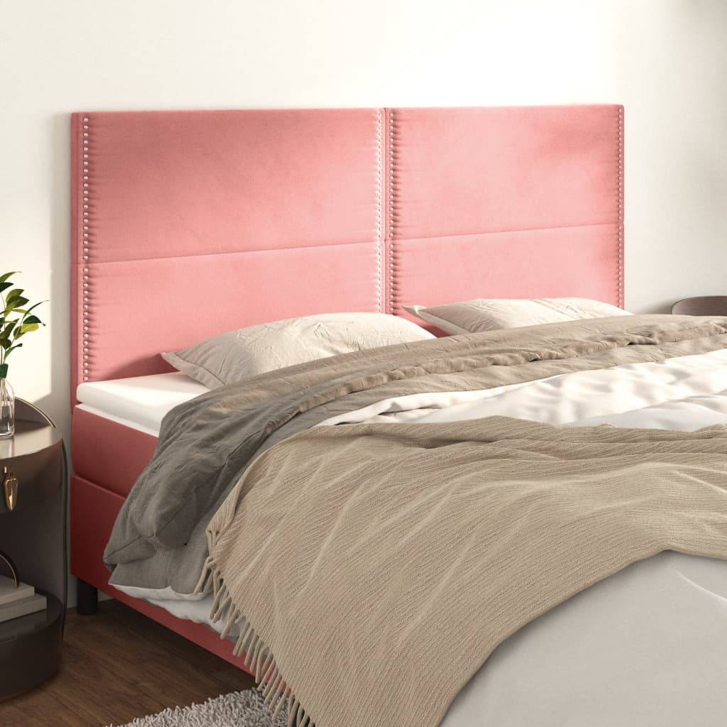 vidaXL Kopfteile 4 Stk. Rosa 90x5x78/88 cm Samt