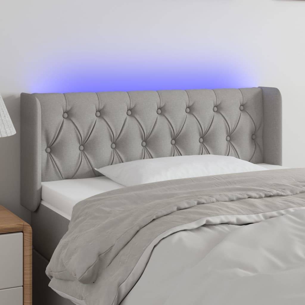 vidaXL LED Kopfteil Hellgrau 103x16x78/88 cm Stoff