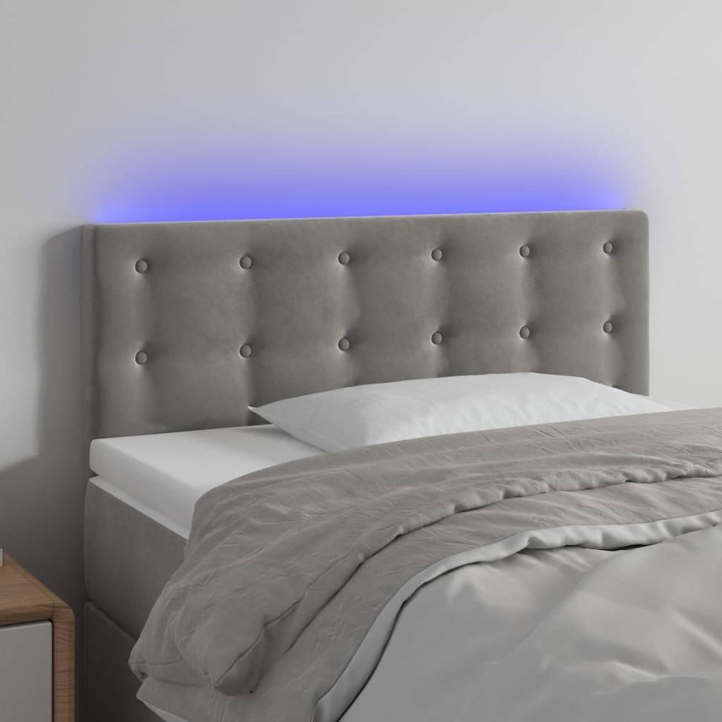 vidaXL LED Kopfteil Hellgrau 90x5x78/88 cm Samt