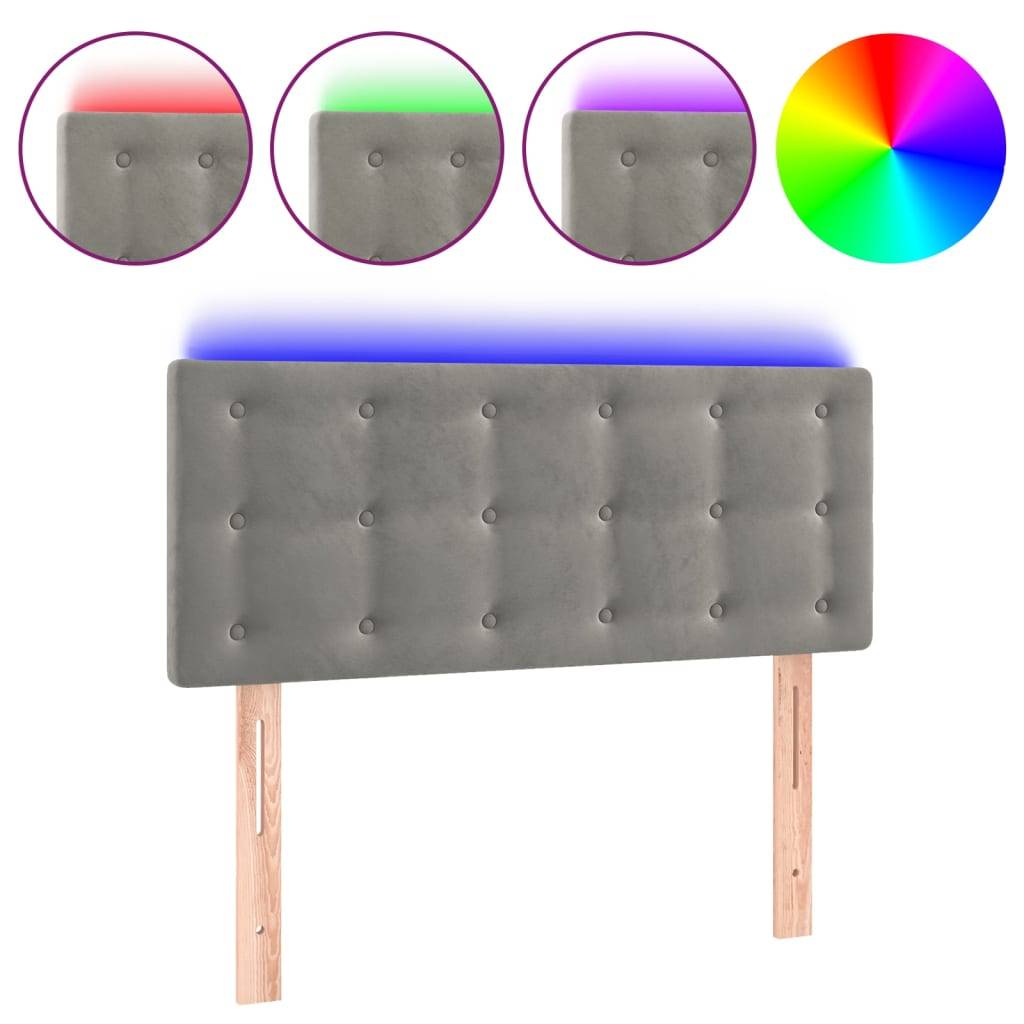 vidaXL LED Kopfteil Hellgrau 90x5x78/88 cm Samt