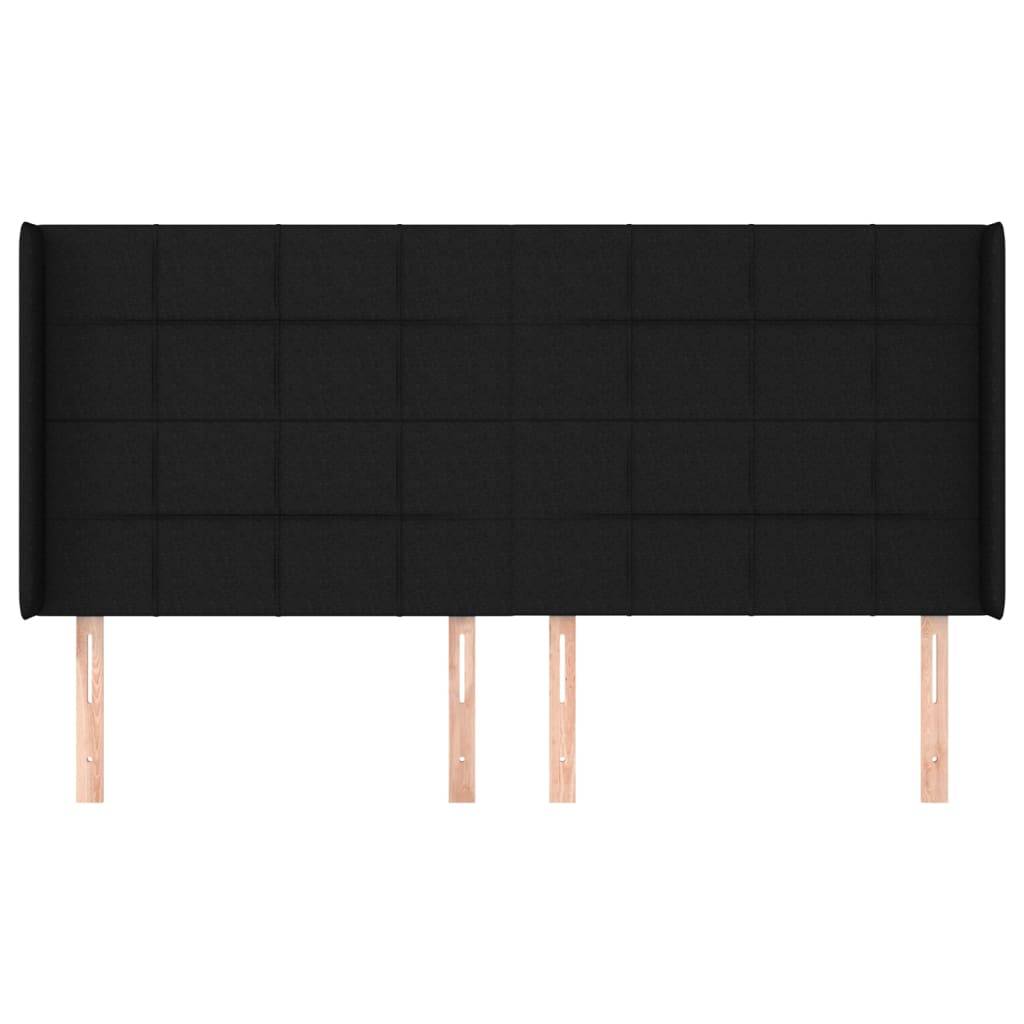 vidaXL Kopfteil mit Ohren Schwarz 203x16x118/128 cm Stoff