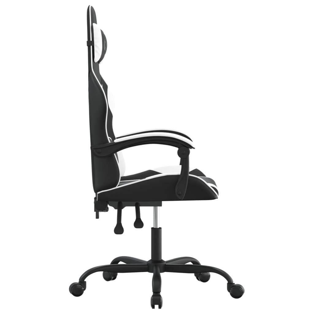 vidaXL Gaming-Stuhl Drehbar Schwarz und Weiß Kunstleder