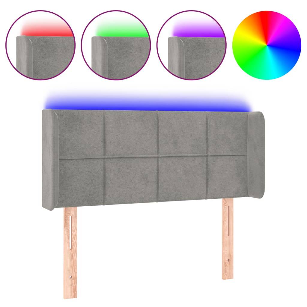 vidaXL LED Kopfteil Hellgrau 93x16x78/88 cm Samt