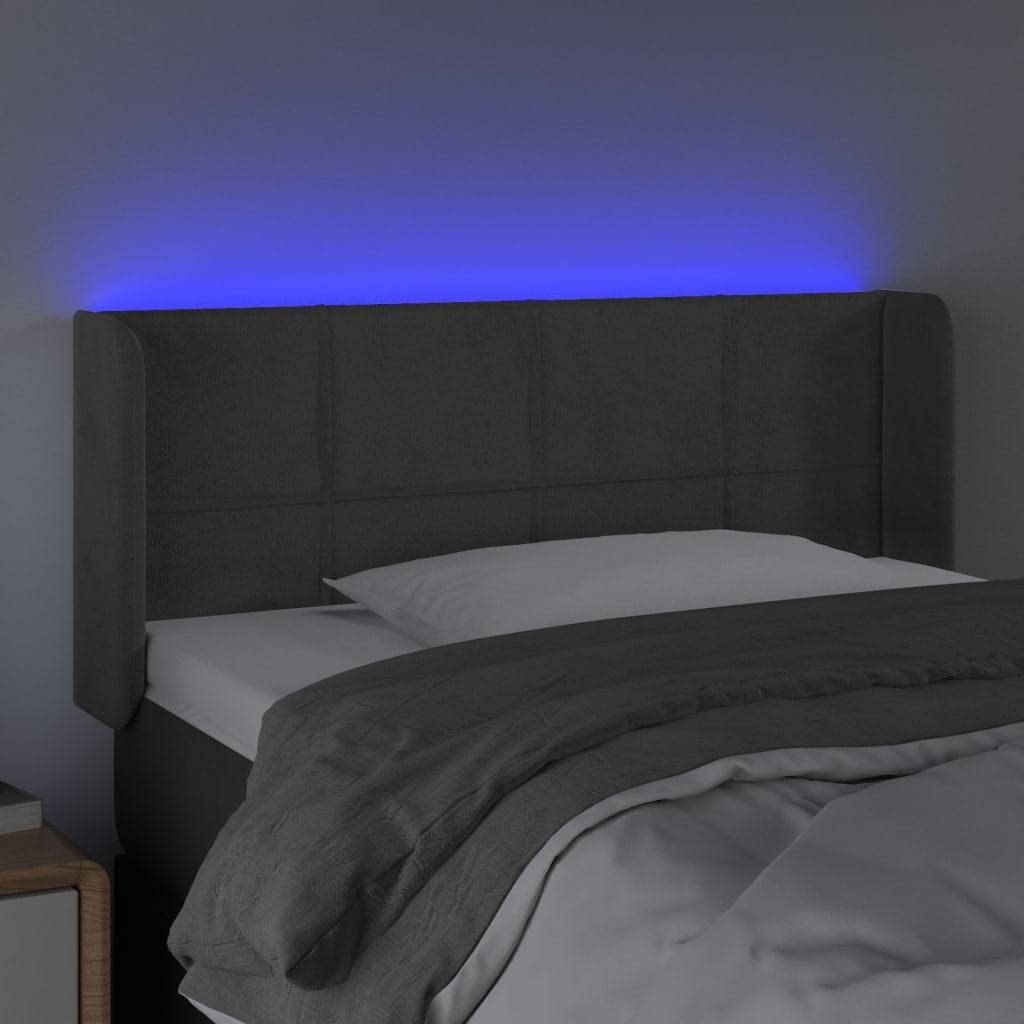 vidaXL LED Kopfteil Dunkelgrau 83x16x78/88 cm Samt