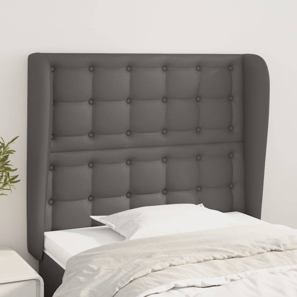 vidaXL Kopfteil mit Ohren Grau 103x23x118/128 cm Kunstleder