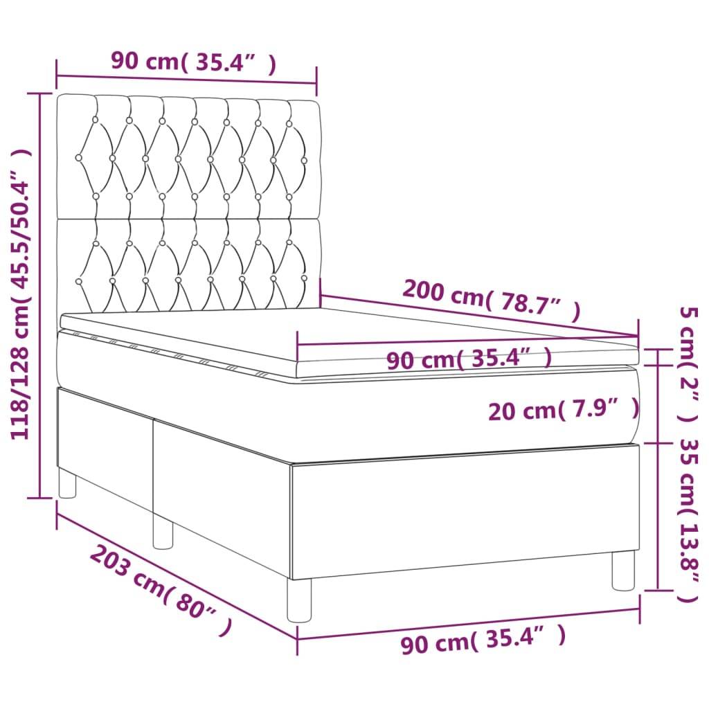 vidaXL Boxspringbett mit Matratze Dunkelgrün 90x200 cm Samt