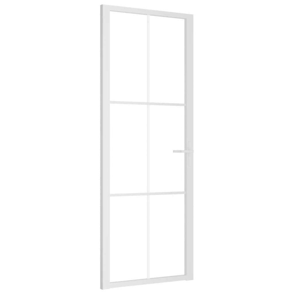 vidaXL Innentür 76x201,5 cm Weiß ESG-Glas und Aluminium