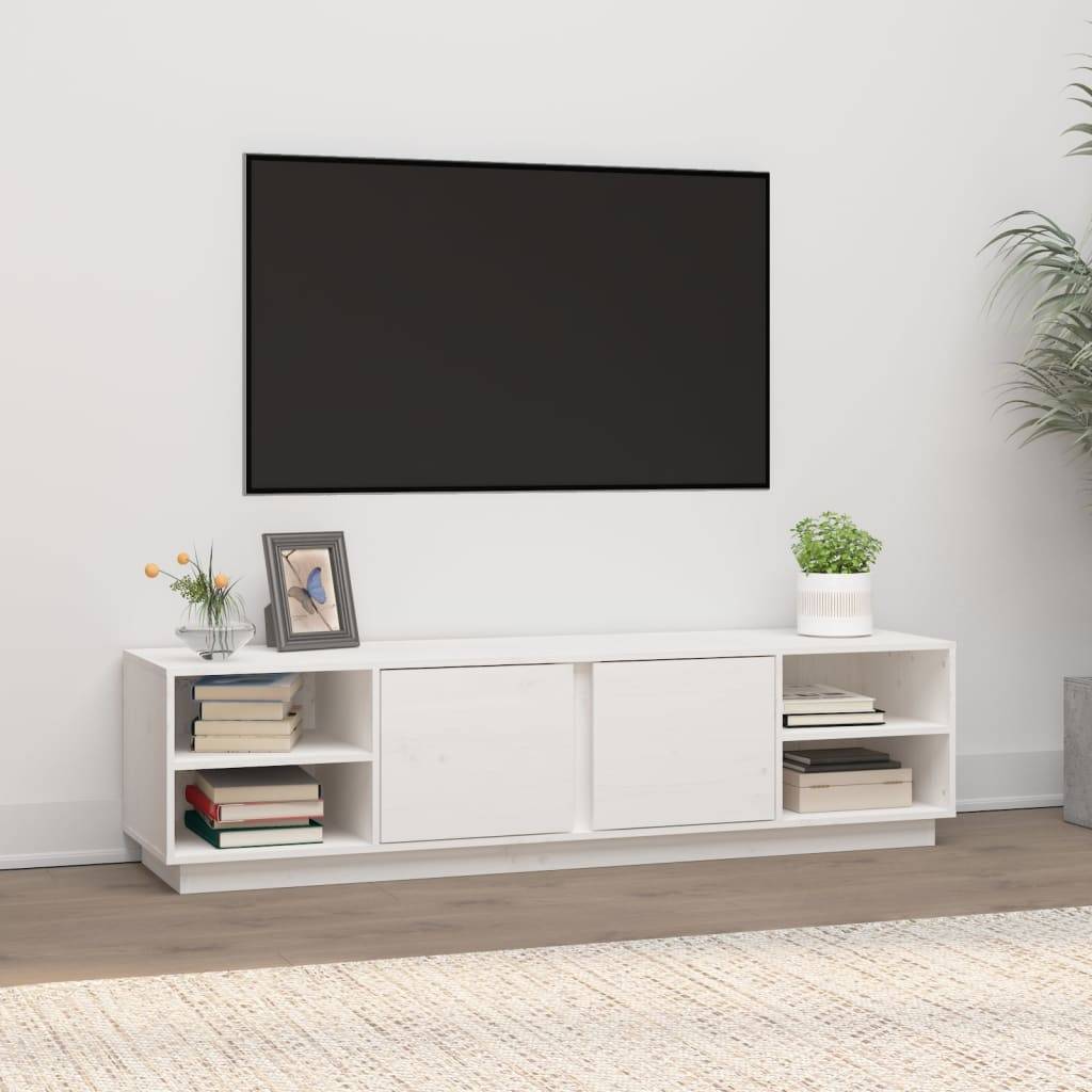 vidaXL TV-Schrank Weiß 156x40x40 cm Massivholz Kiefer