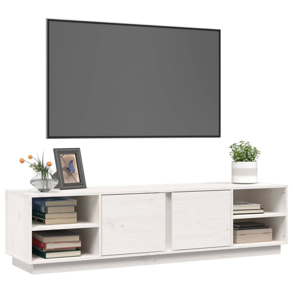 vidaXL TV-Schrank Weiß 156x40x40 cm Massivholz Kiefer