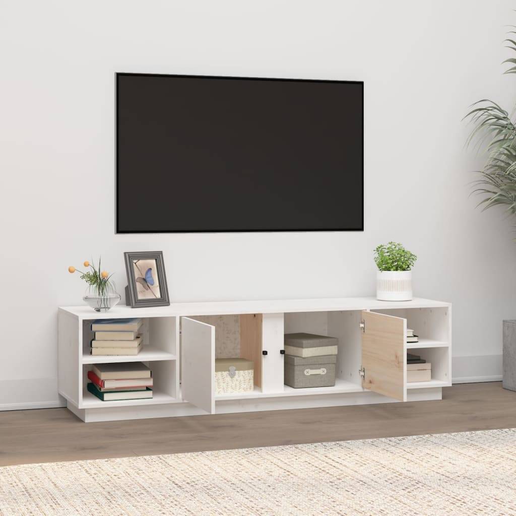 vidaXL TV-Schrank Weiß 156x40x40 cm Massivholz Kiefer