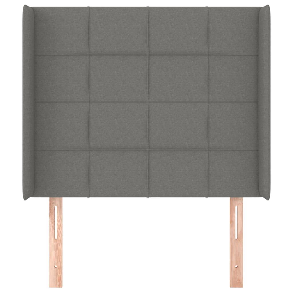 vidaXL Kopfteil mit Ohren Dunkelgrau 93x16x118/128 cm Stoff