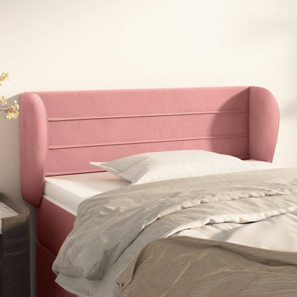 vidaXL Kopfteil mit Ohren Rosa 93x23x78/88 cm Samt