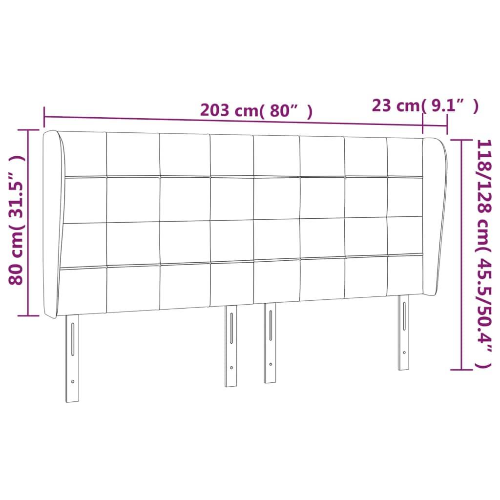 vidaXL Kopfteil mit Ohren Dunkelblau 203x23x118/128 cm Samt