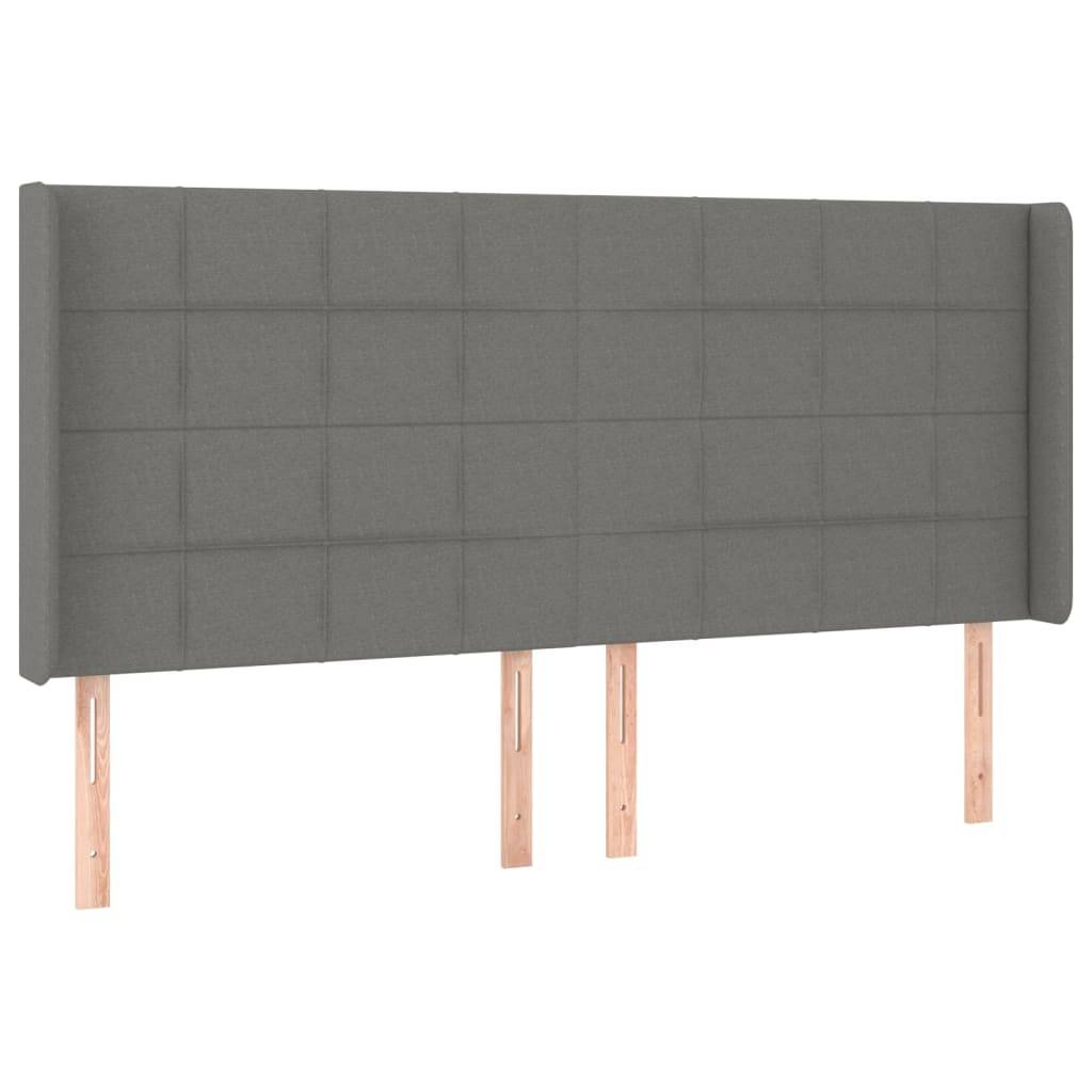 vidaXL Kopfteil mit Ohren Dunkelgrau 203x16x118/128 cm Stoff