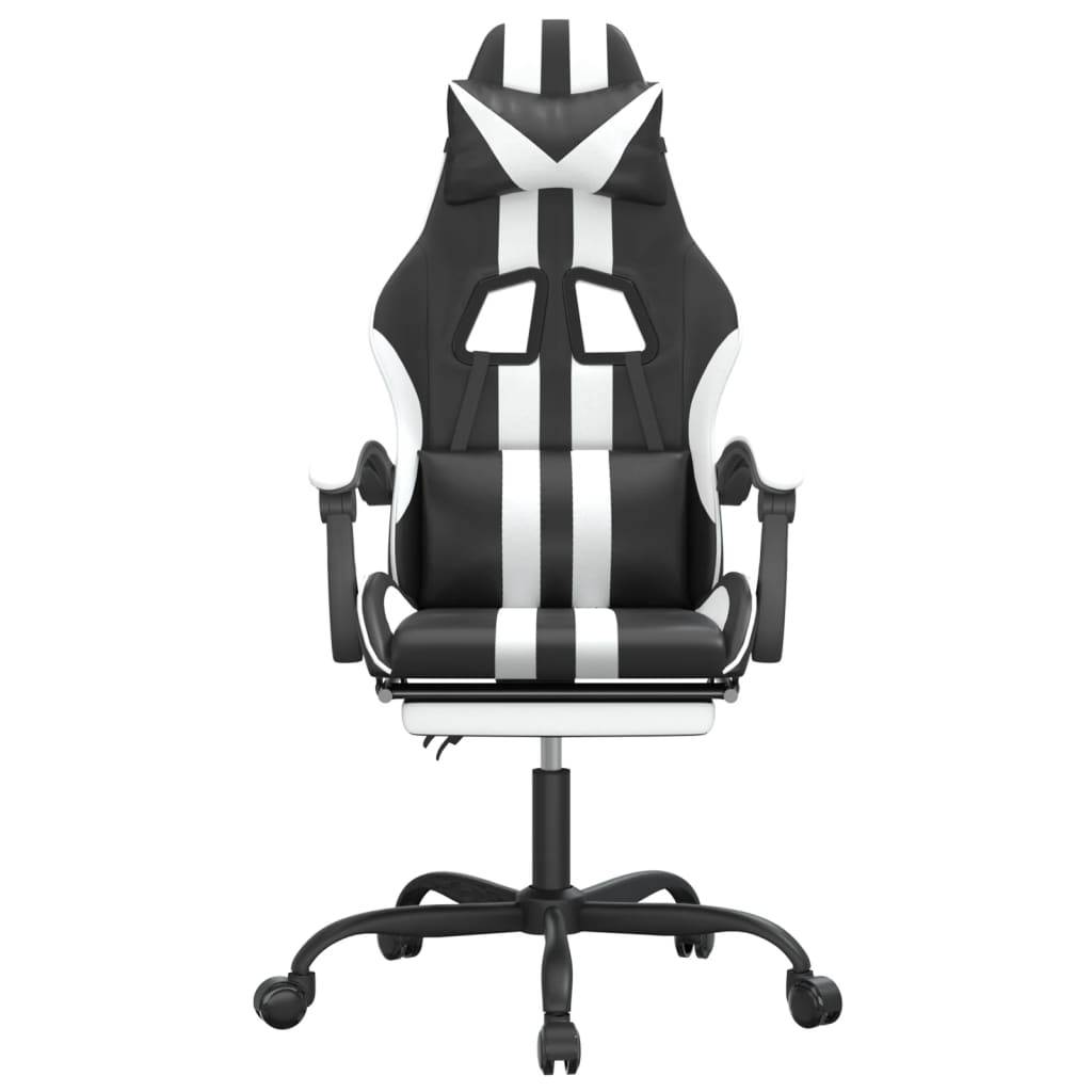 vidaXL Gaming-Stuhl mit Fußstütze Schwarz und Weiß Kunstleder