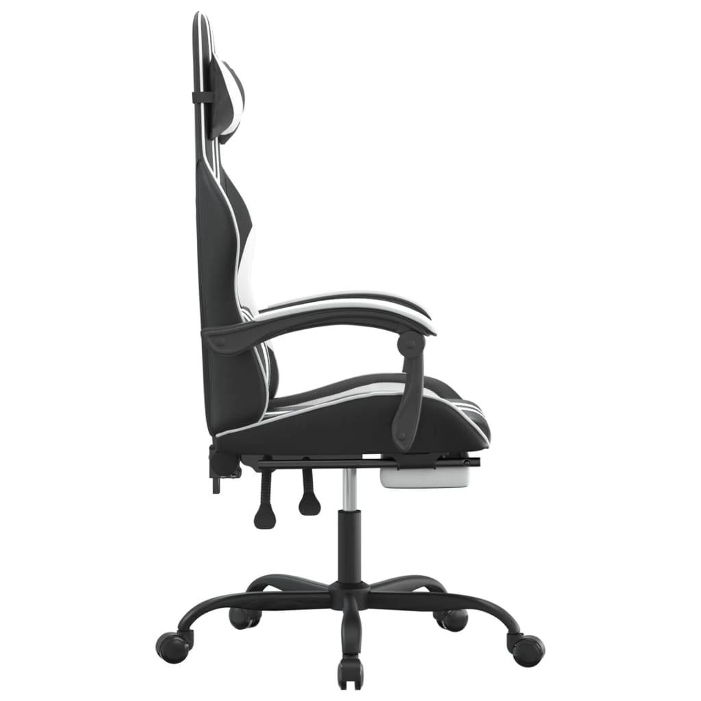 vidaXL Gaming-Stuhl mit Fußstütze Schwarz und Weiß Kunstleder