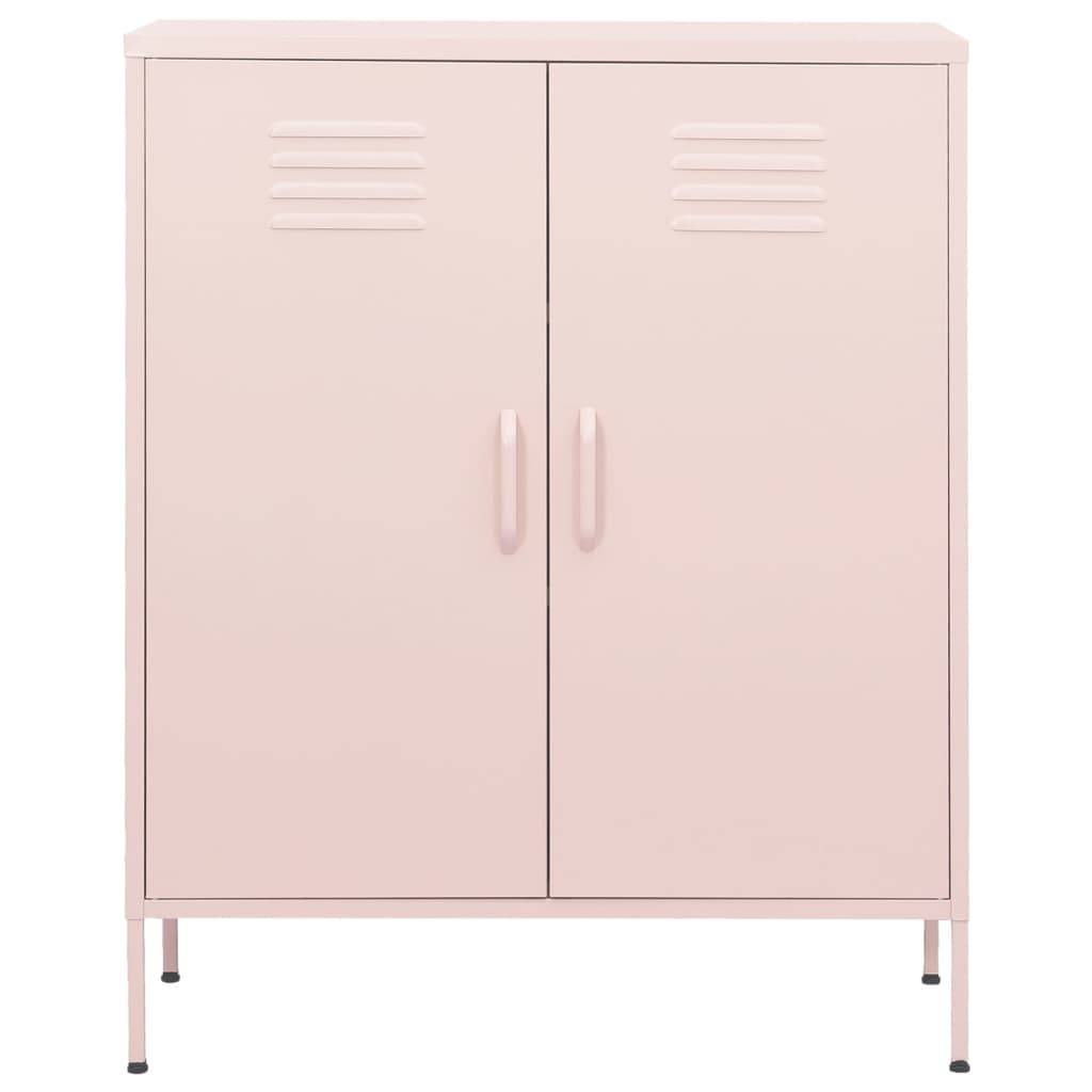 vidaXL Beistellschrank Rosa 80x35x101,5 cm Stahl