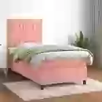 vidaXL Boxspringbett mit Matratze Rosa 100x200 cm Samt vidaXL Boxspringbett mit Matratze Rosa 100x200 cm Samt