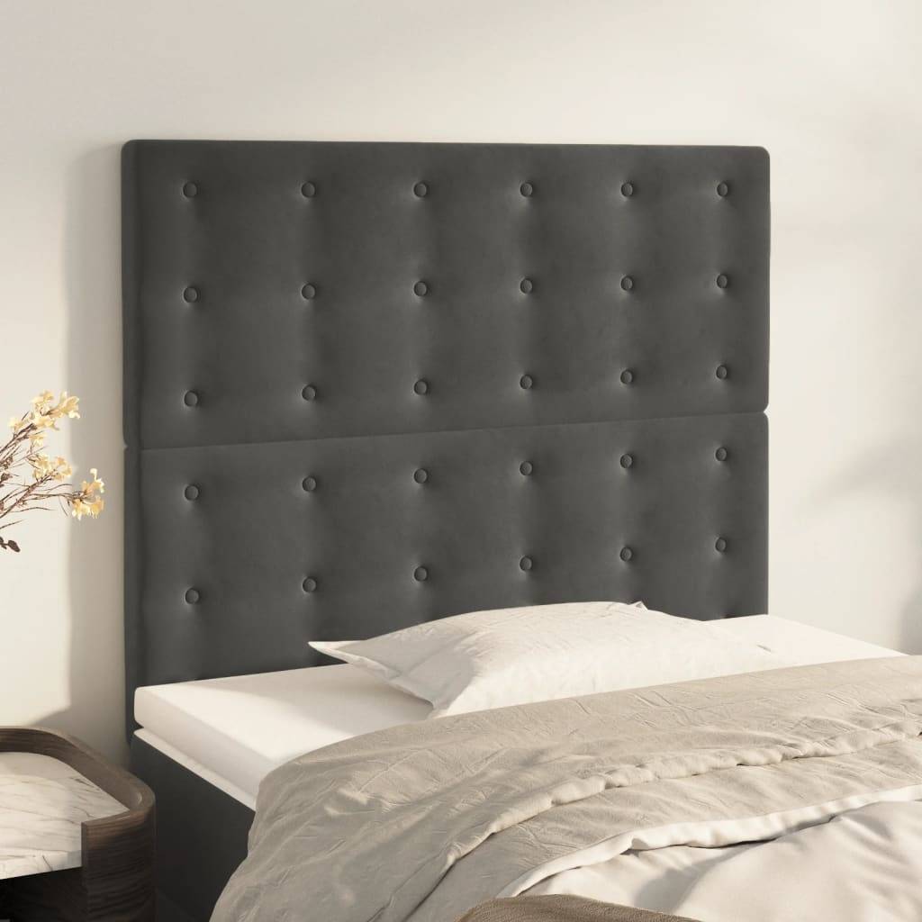 vidaXL Kopfteile 2 Stk. Dunkelgrau 80x5x78/88 cm Samt