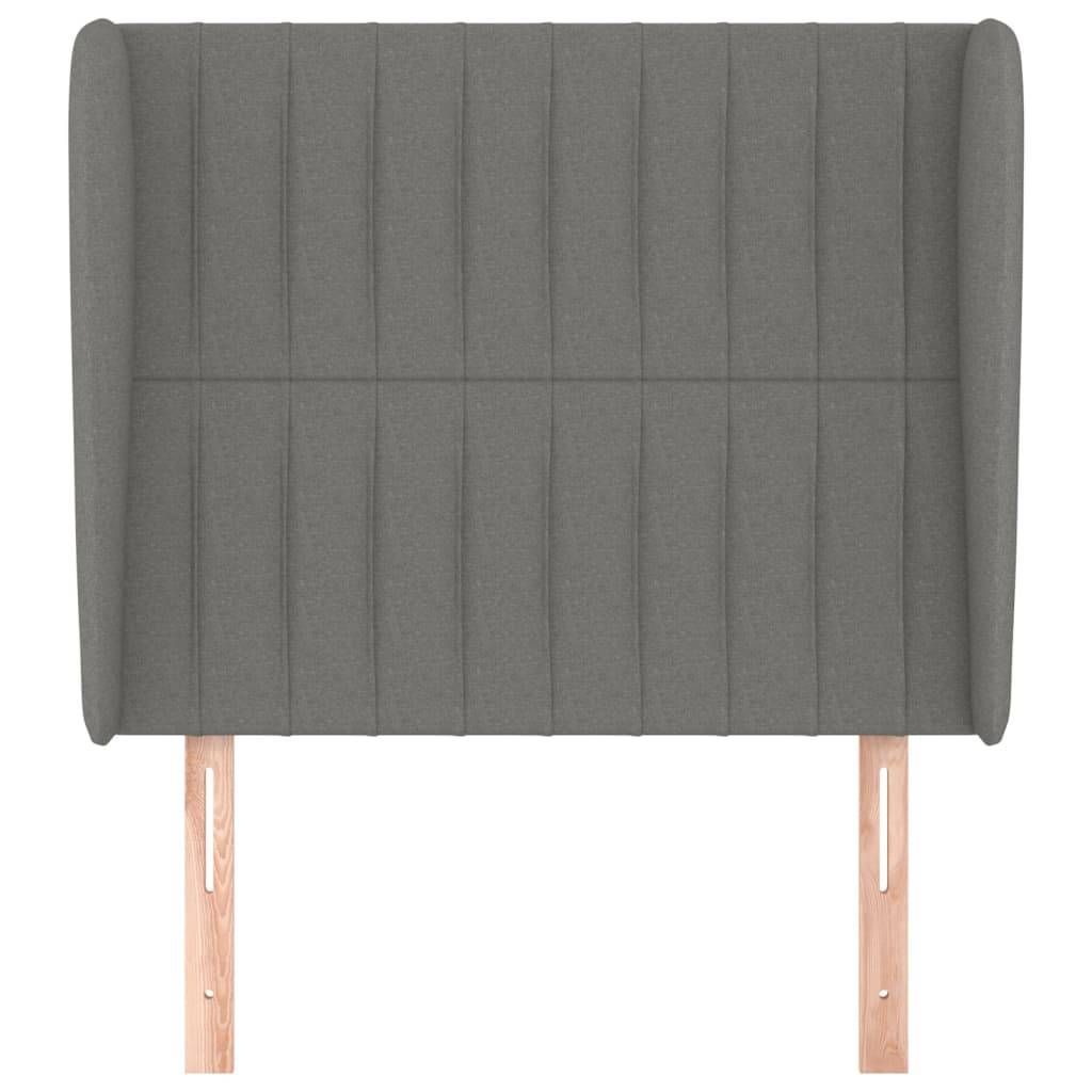 vidaXL Kopfteil mit Ohren Dunkelgrau 93x23x118/128 cm Stoff