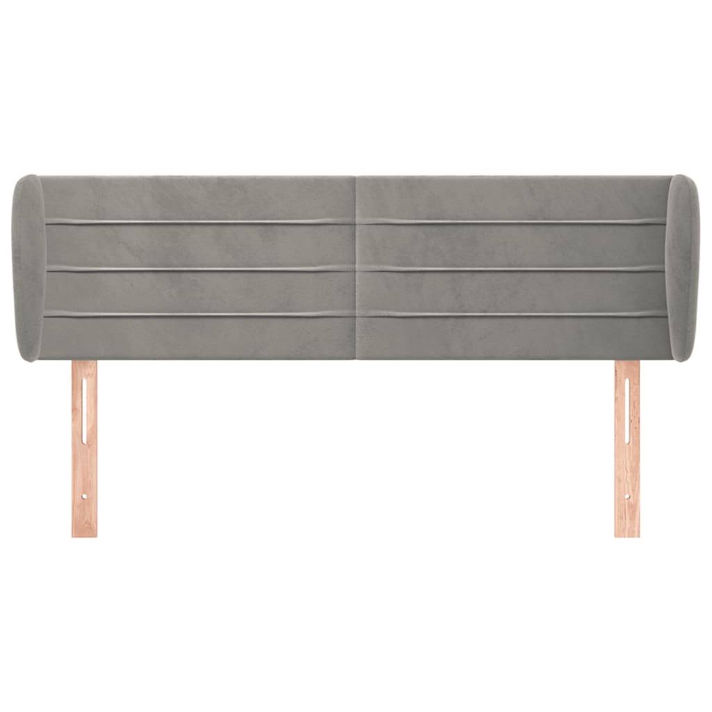 vidaXL Kopfteil mit Ohren Hellgrau 147x23x78/88 cm Samt