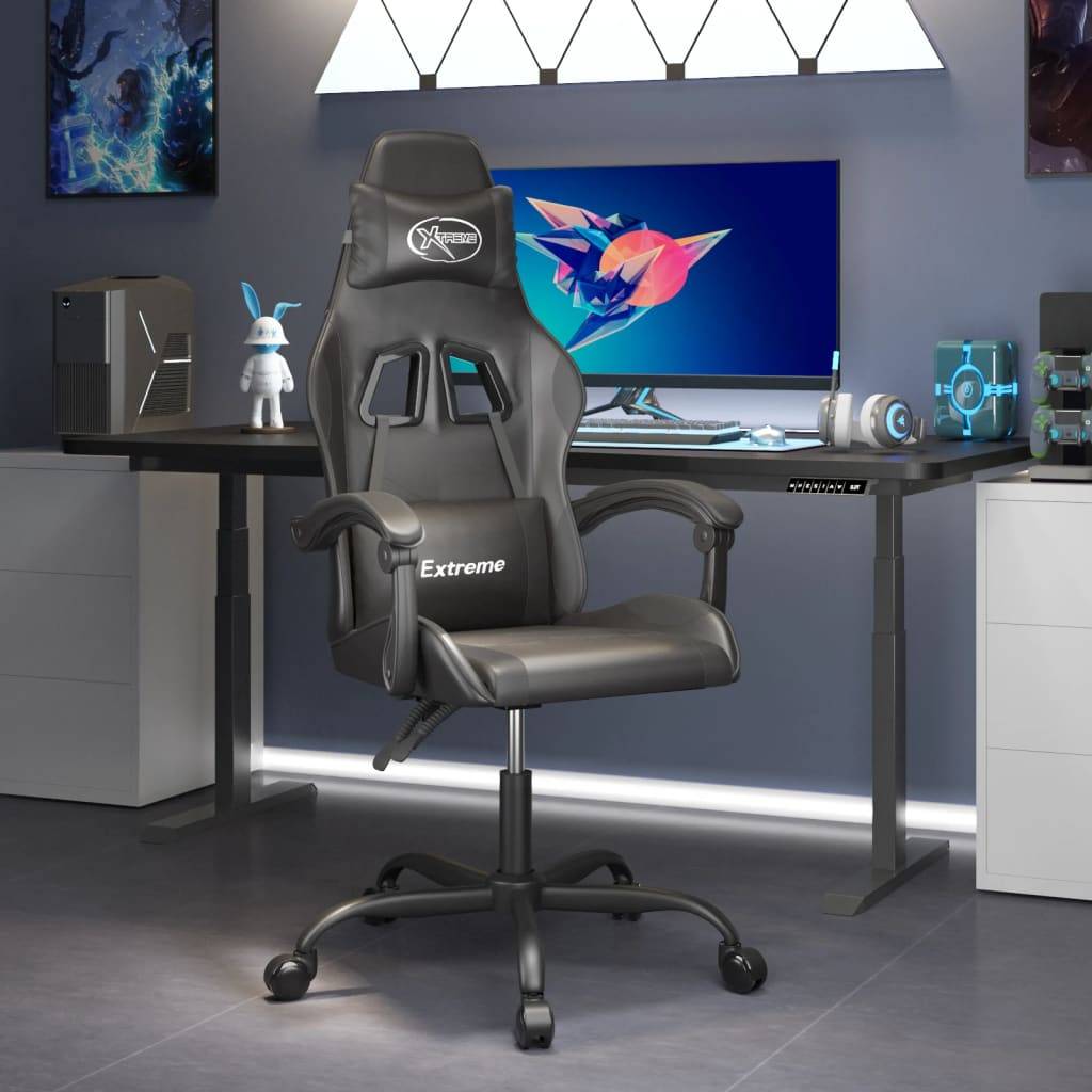 vidaXL Gaming-Stuhl Drehbar Schwarz Kunstleder