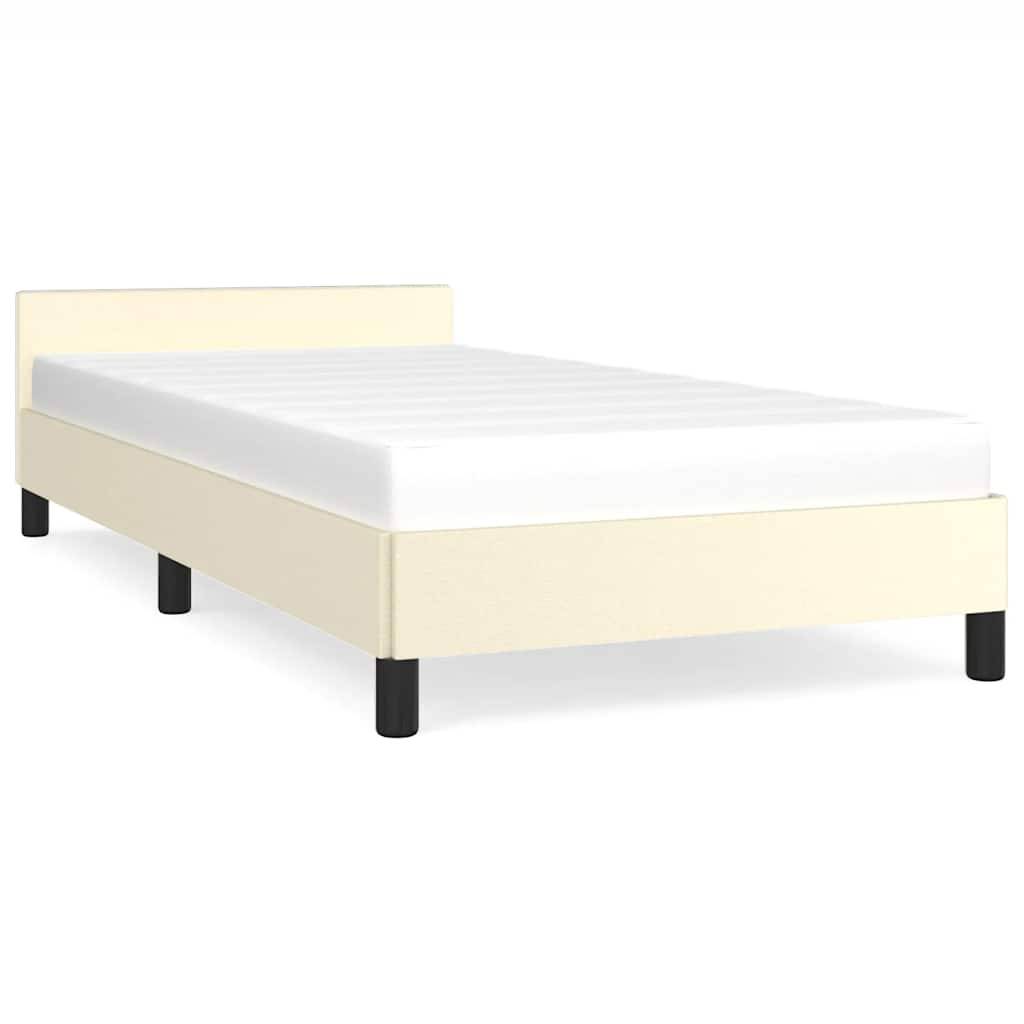 vidaXL Bettgestell mit Kopfteil ohne Matratze Creme 90x190 cm