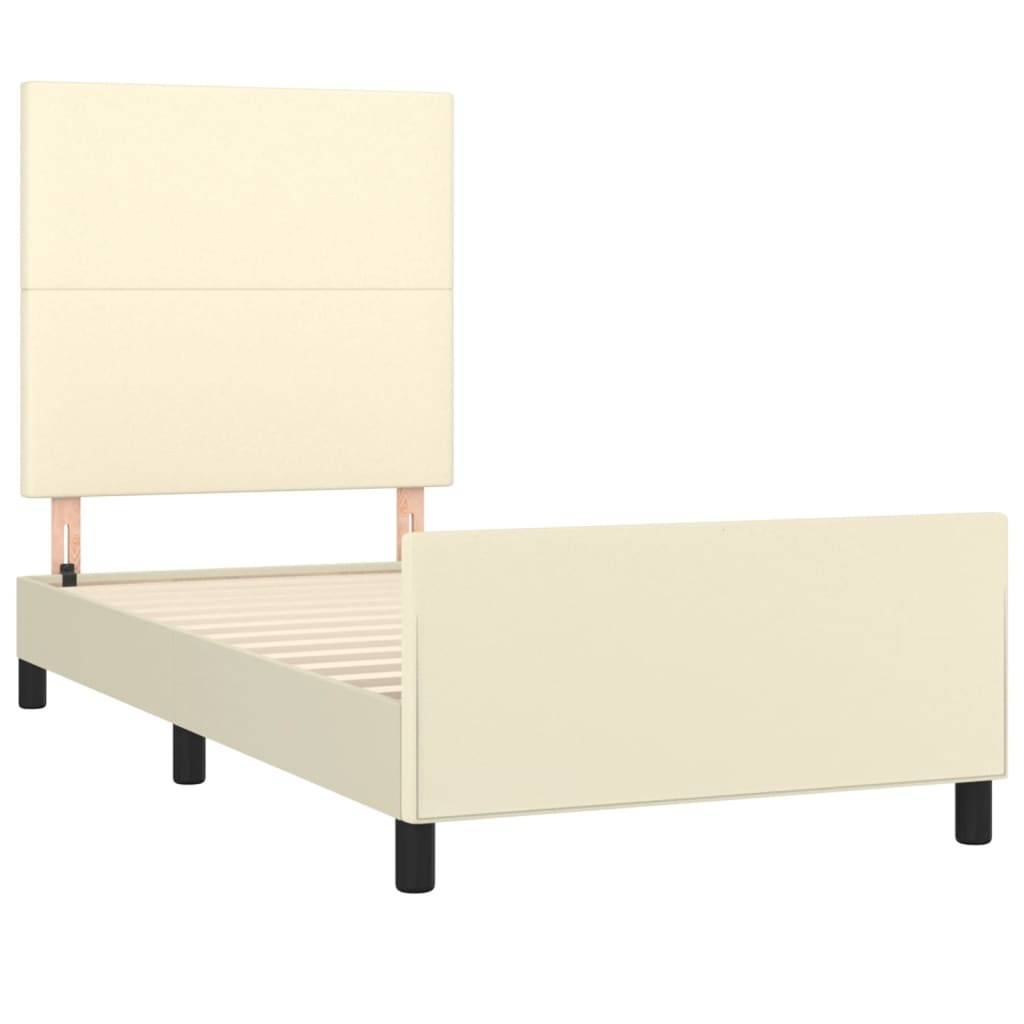 vidaXL Bettgestell mit Kopfteil Creme 90x190 cm Kunstleder