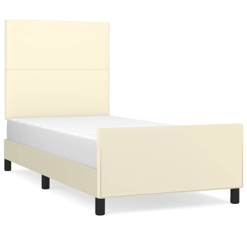vidaXL Bettgestell mit Kopfteil Creme 90x190 cm Kunstleder