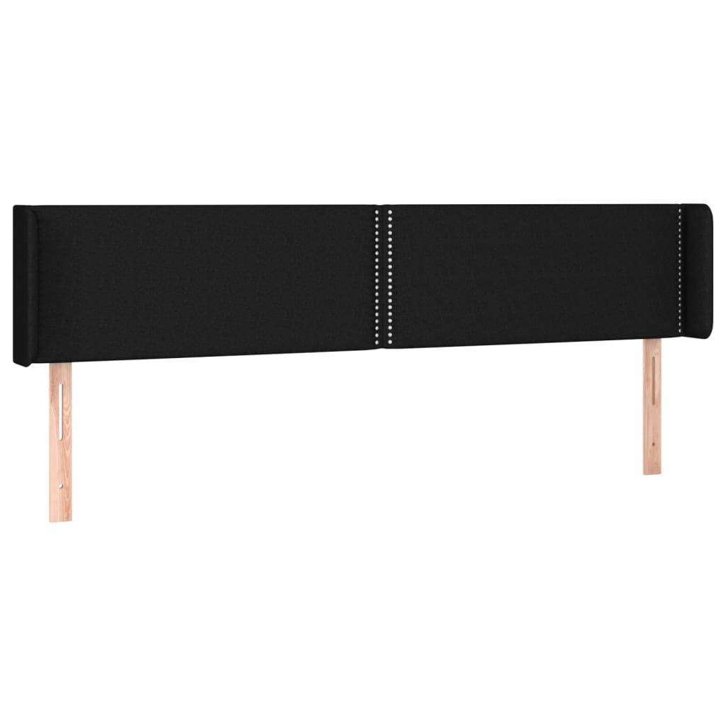 vidaXL Kopfteil mit Ohren Schwarz 203x16x78/88 cm Stoff