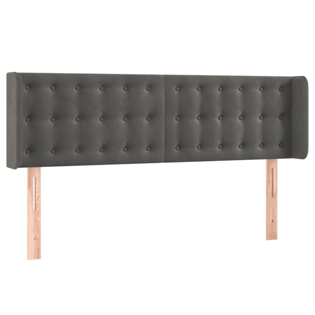 vidaXL LED Kopfteil Dunkelgrau 147x16x78/88 cm Samt