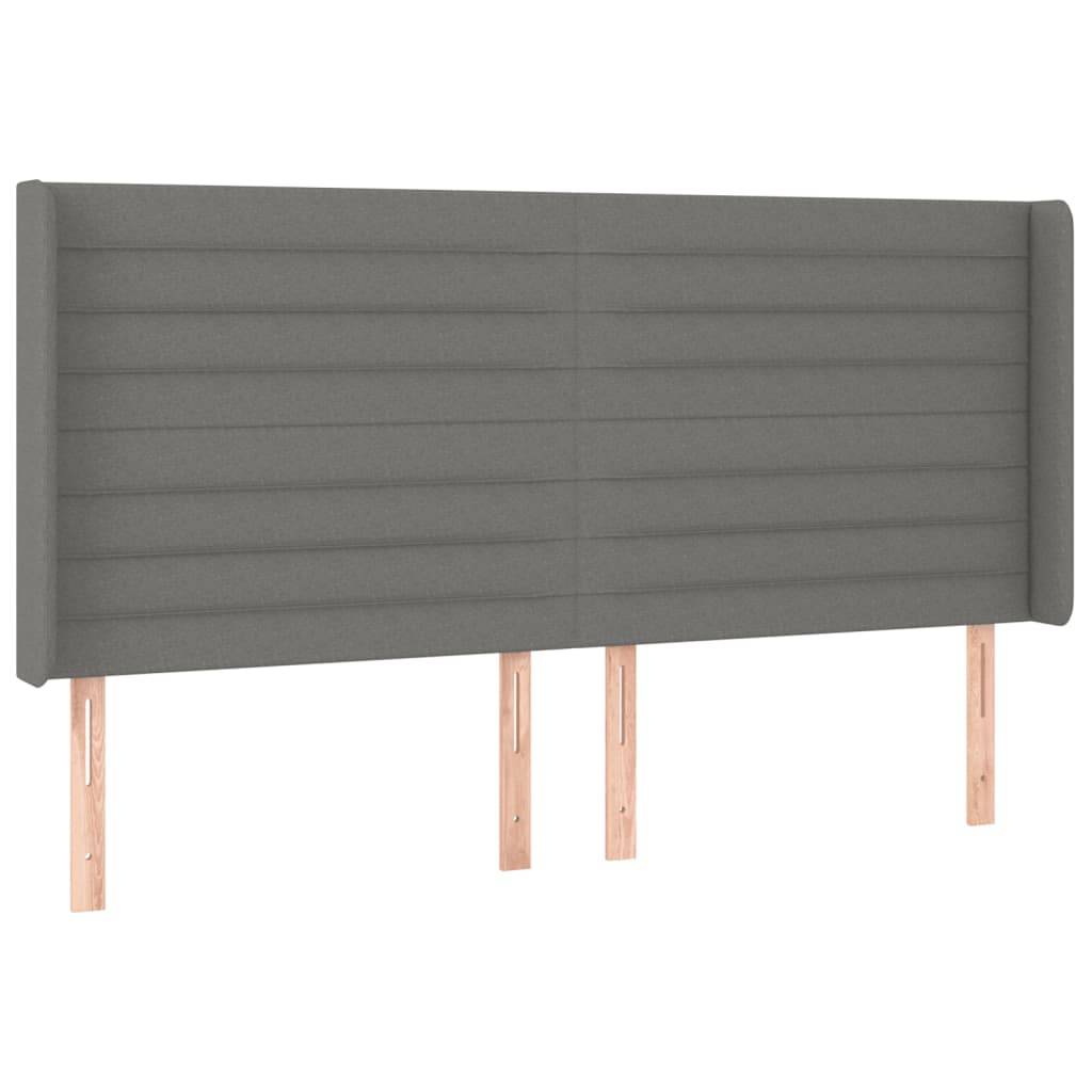vidaXL LED Kopfteil Dunkelgrau 163x16x118/128 cm Stoff
