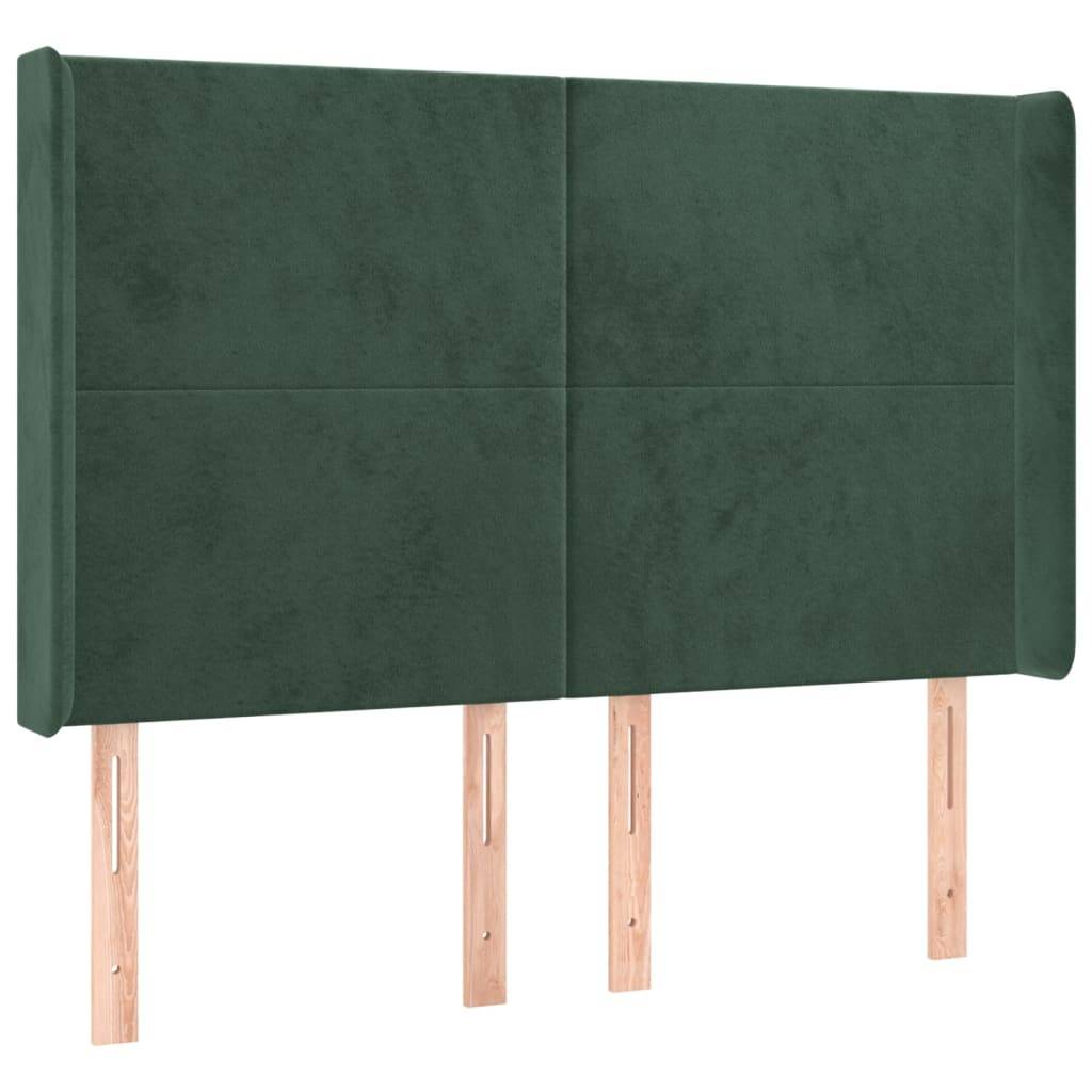 vidaXL Kopfteil mit Ohren Dunkelgrün 147x16x118/128 cm Samt