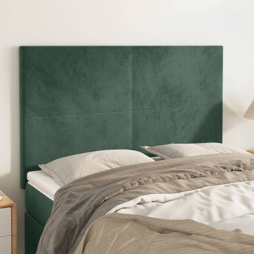 vidaXL Kopfteile 4 Stk. Dunkelgrün 72x5x78/88 cm Samt