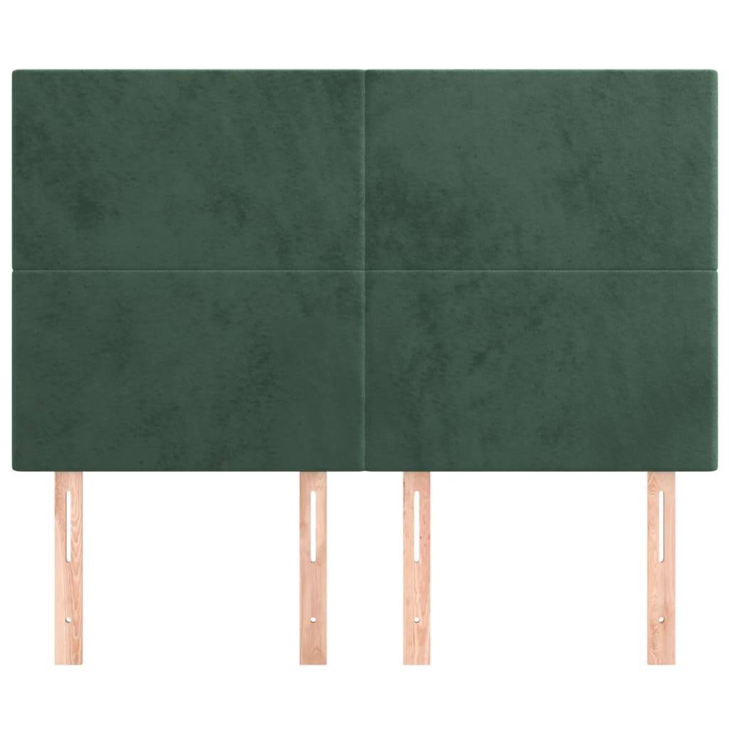 vidaXL Kopfteile 4 Stk. Dunkelgrün 72x5x78/88 cm Samt