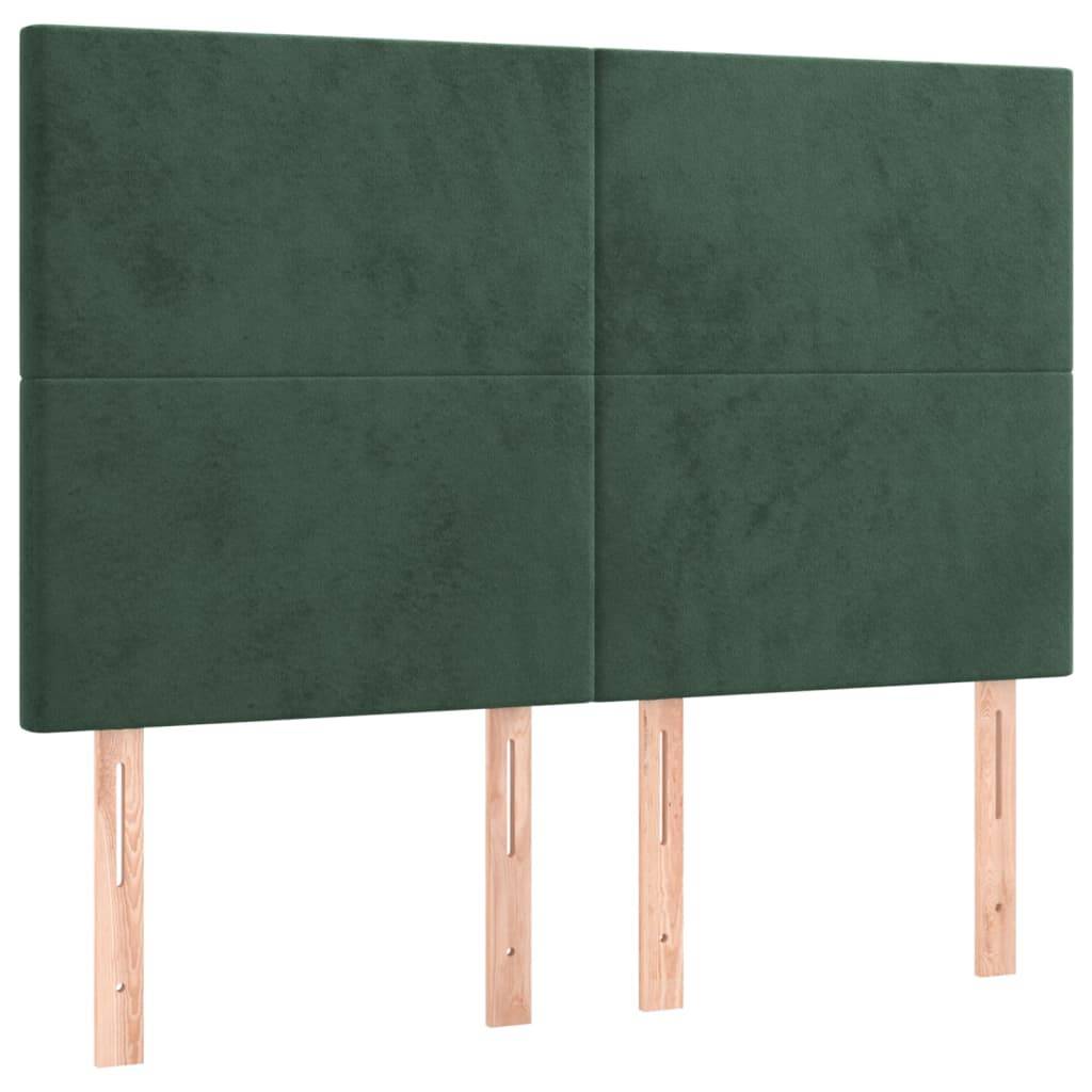 vidaXL Kopfteile 4 Stk. Dunkelgrün 72x5x78/88 cm Samt