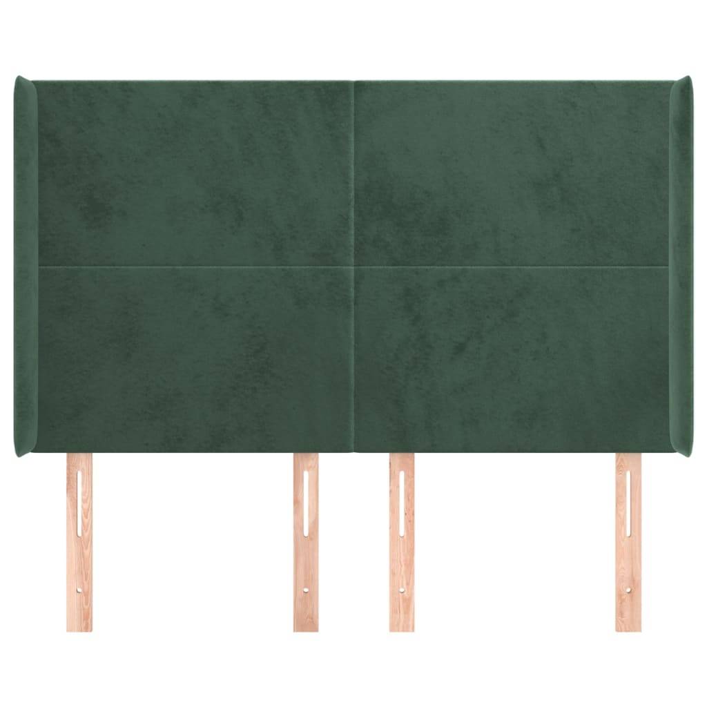 vidaXL Kopfteil mit Ohren Dunkelgrün 147x16x118/128 cm Samt