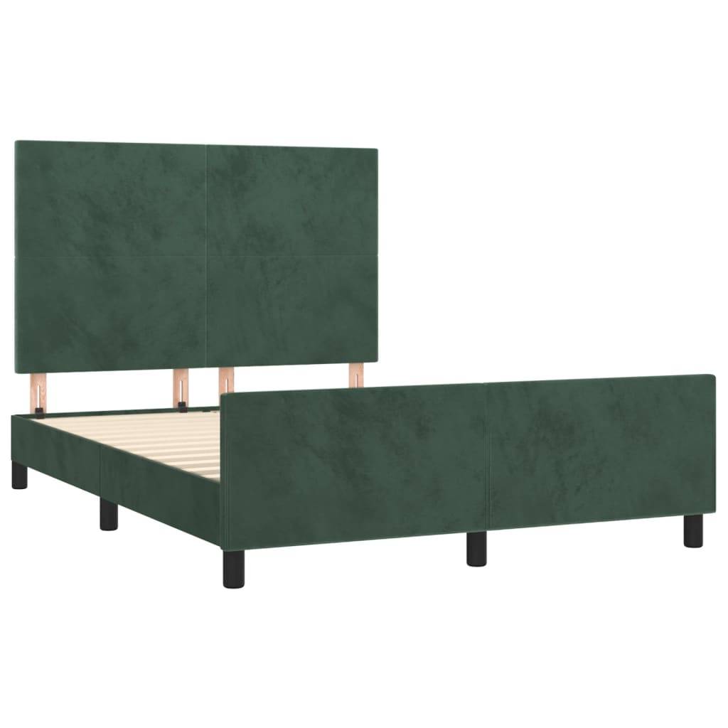 vidaXL Bettgestell ohne Matratze Dunkelgrün 140x190 cm Samt