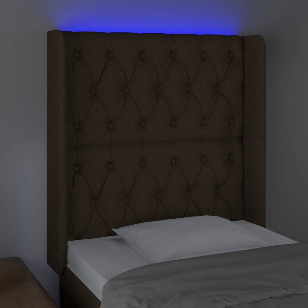 vidaXL LED Kopfteil Dunkelbraun 83x16x118/128 cm Stoff