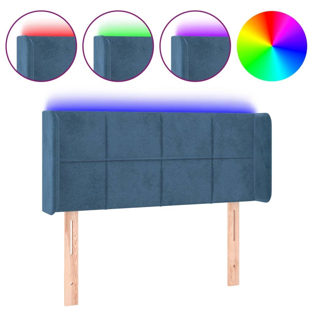 vidaXL LED Kopfteil Dunkelblau 103x16x78/88 cm Samt