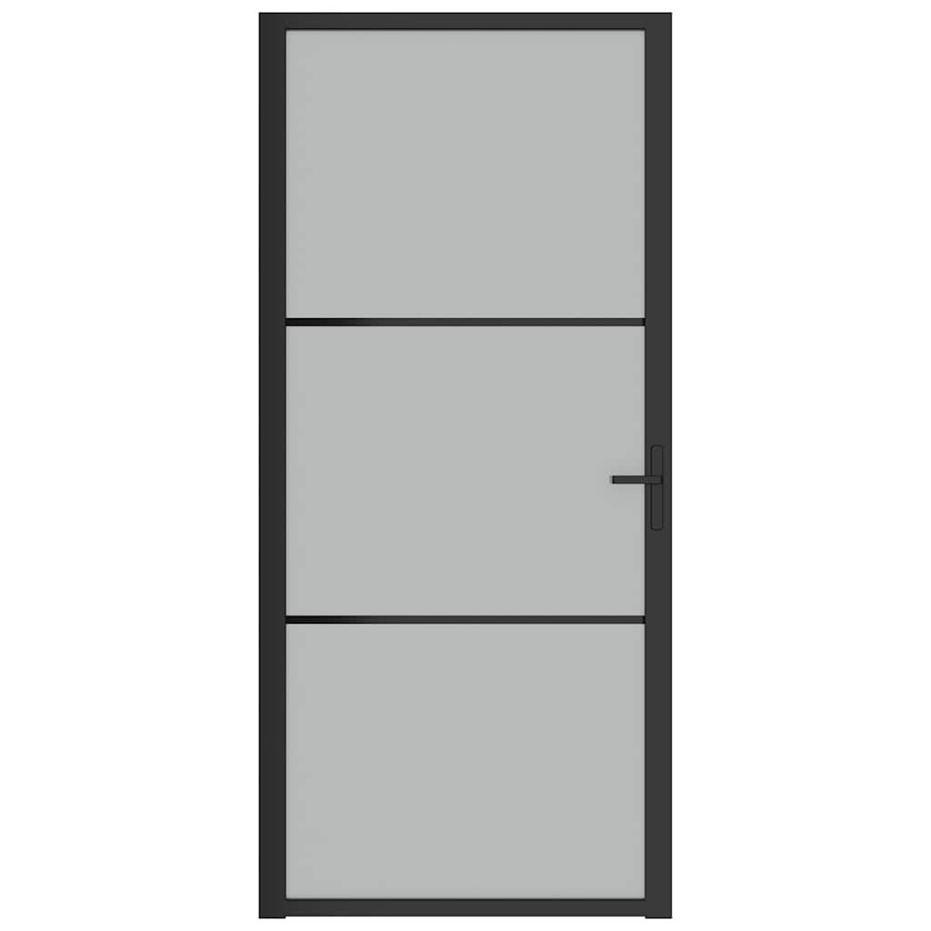 vidaXL Innentür 93x201,5 cm Schwarz Mattglas und Aluminium
