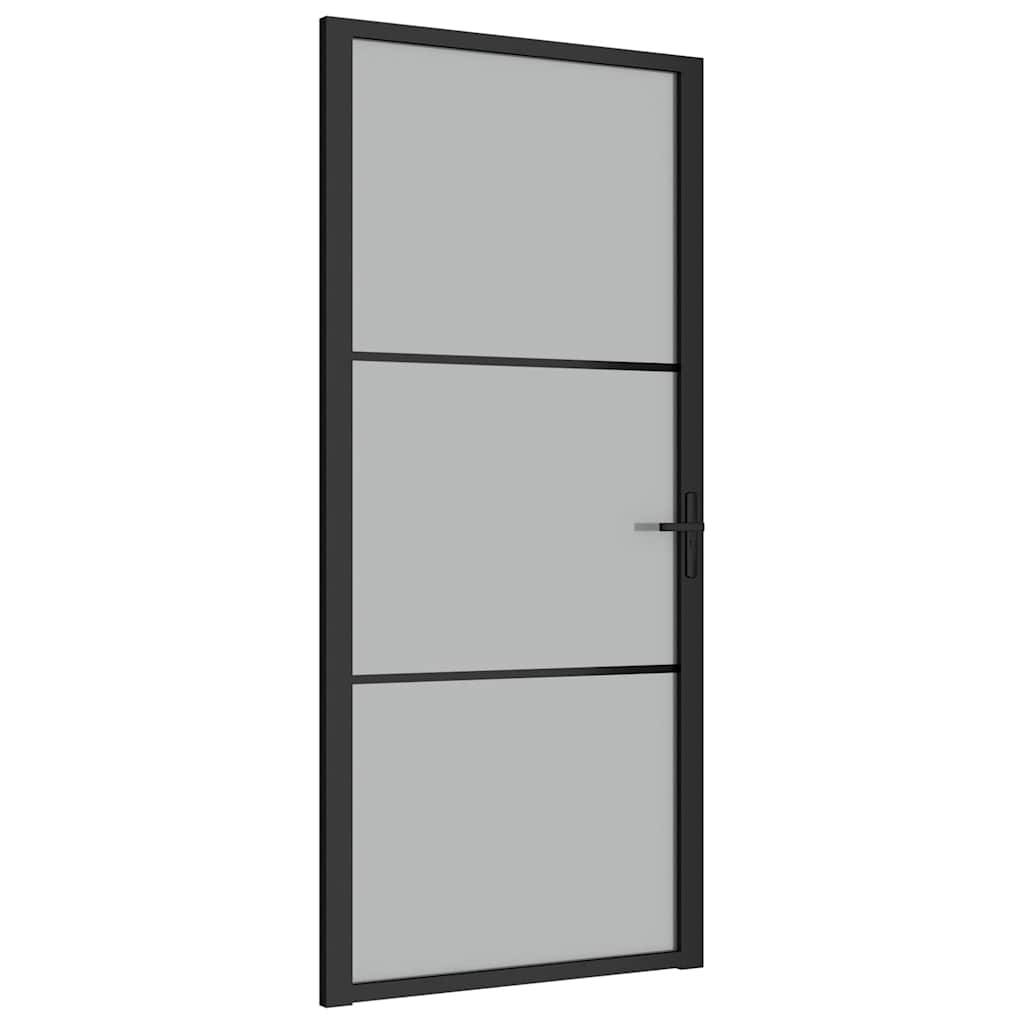 vidaXL Innentür 93x201,5 cm Schwarz Mattglas und Aluminium