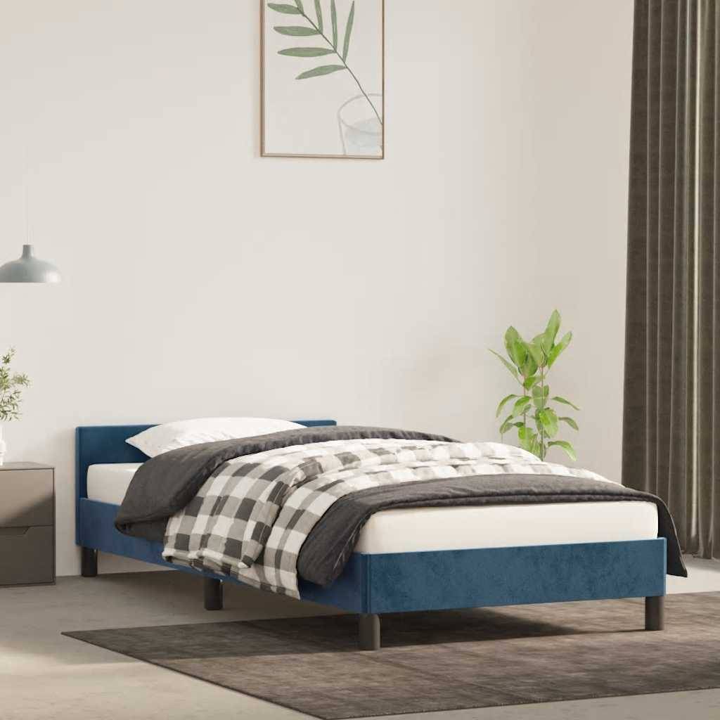 vidaXL Bettgestell ohne Matratze Dunkelblau 90x200 cm Samt
